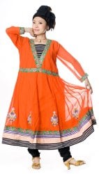 パンジャビ・ドレス3点セット - オレンジの商品写真