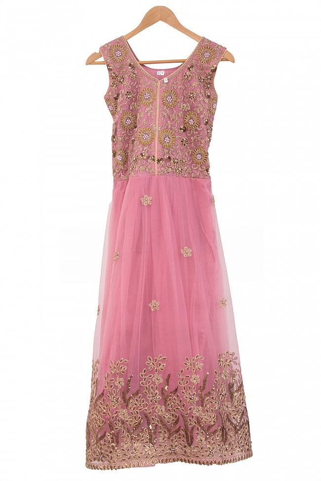 【※胸回りタイトです・返品不可】インドのゴージャスパンジャビ・ドレスセット 13 - ピンク