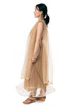 【※胸肩回りタイトです】インドのゴージャスパンジャビ・ドレスセット - サブ5