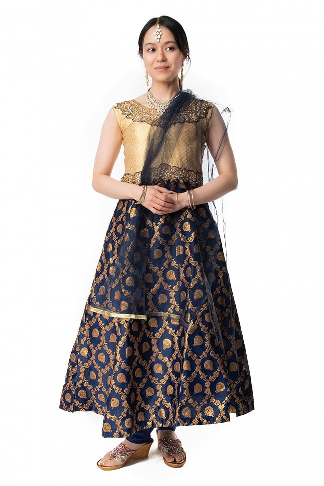 【※胸肩回りタイトです】インドのゴージャスパンジャビ・ドレスセットの写真1枚目です。インドの王妃を思わせる美しいドレスです。ドレス,　インド　ドレス,パンジャビドレス,パンジャービードレス,サルワール・カミーズ