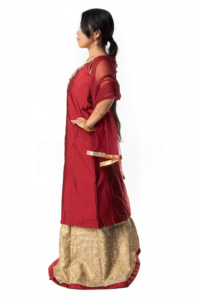 【※胸回りタイトです・返品不可】インドのゴージャスパンジャビ・ドレスセット 3 - 違う角度から見てみました。