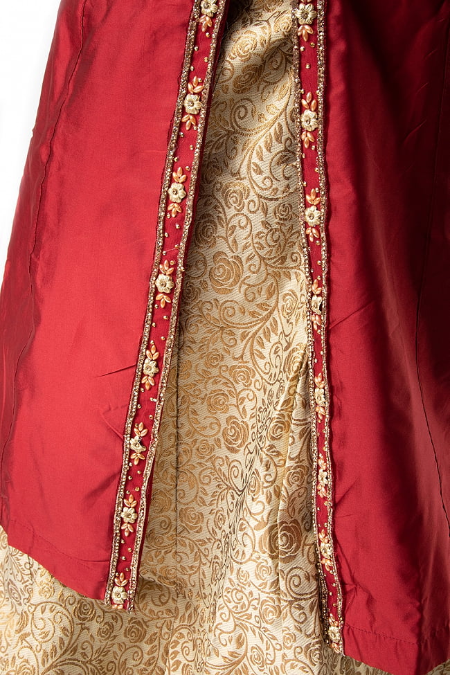 【※胸肩回りタイトです】インドのゴージャスパンジャビ・ドレスセット 9 - 裾部分をアップにしてみました。