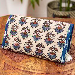 ウッドブロックとカンタ刺繍の伝統染めポーチ 大 ショルダータイプ　留め具訳あり - サブ5