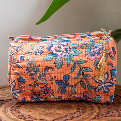 かわいいボタニカル柄の木版染め 大きめポーチ【9色展開】 - サブ2