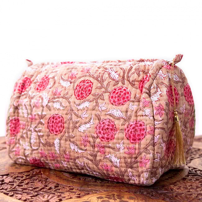 かわいいボタニカル柄の木版染め 大きめポーチ【9色展開】の選択用写真