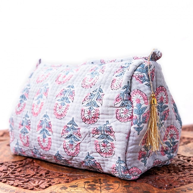 かわいいボタニカル柄の木版染め 大きめポーチ【9色展開】の選択用写真