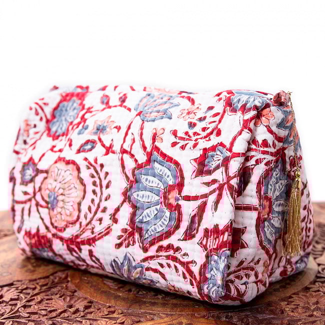 かわいいボタニカル柄の木版染め 大きめポーチ【9色展開】の選択用写真