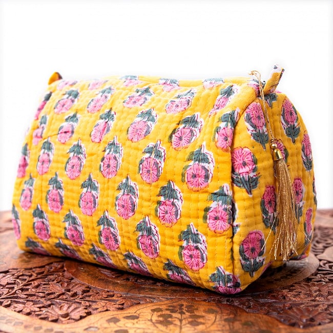 かわいいボタニカル柄の木版染め 大きめポーチ【9色展開】の選択用写真