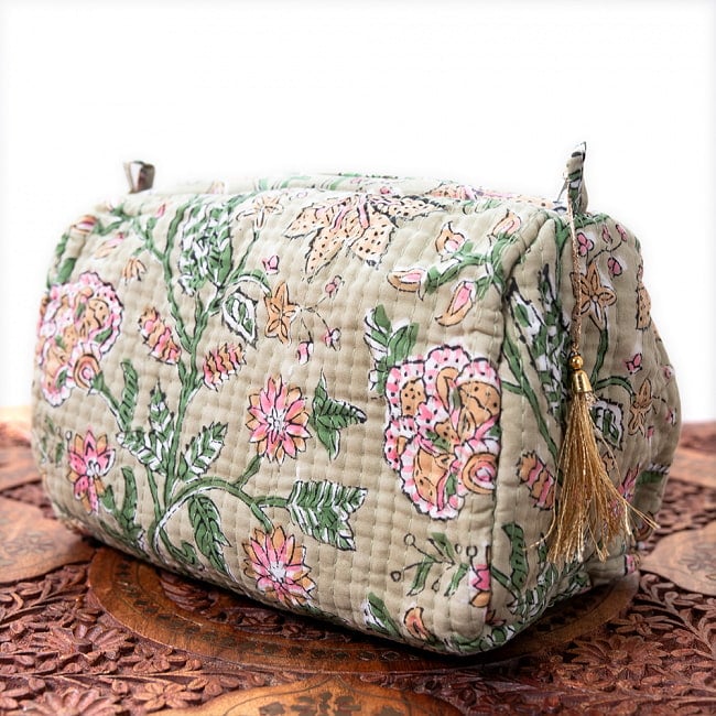 かわいいボタニカル柄の木版染め 大きめポーチ【9色展開】の選択用写真