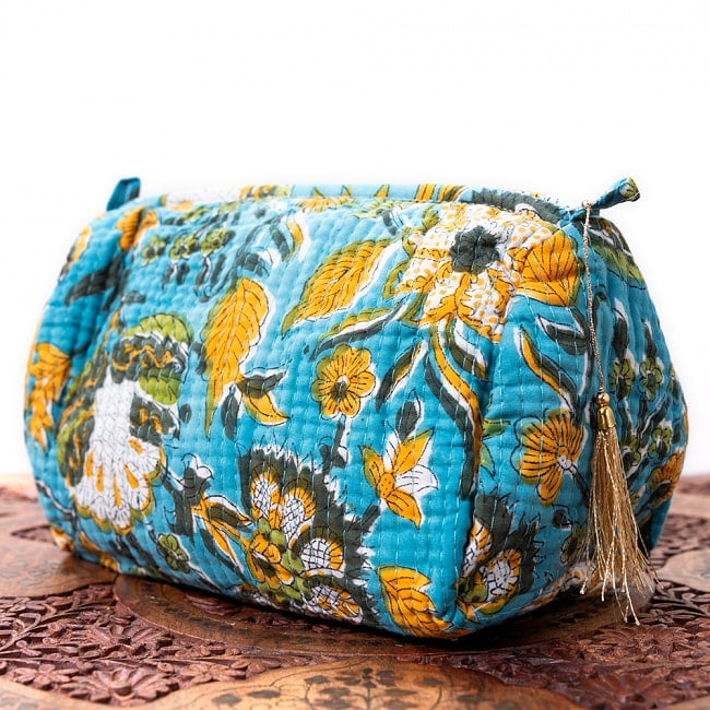 かわいいボタニカル柄の木版染め 大きめポーチ【9色展開】の選択用写真