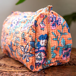 かわいいボタニカル柄の木版染め 大きめポーチ【9色展開】 - サブ3