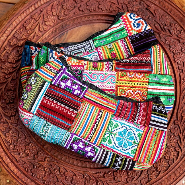 モン族の伝統刺繍小物入れ＆ペンケース　メイクポーチ 9 - 選択2：パッチワーク
