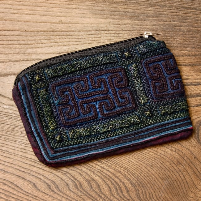 モン族の古布を使ったミニポーチ【ブルー系・アソート】の写真モン族,モン族 バッグ,モン族　ポーチ,バッグ,ハンドメイド