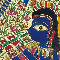 ミティラー画のポスター - クリシュナと牛 - サブ2