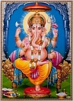 〔約35.5cm×約25.5cm〕インドのヒンドゥー神様ポスター - ガネーシャ 学問と商売の神様の商品写真