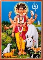 〔約37cm×約26cm〕インドのヒンドゥー神様ポスター - 三大神 ブラフマー・ビシュヌ・シヴァの商品写真