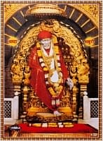 〔約35.5cm×約25.5cm〕インドのヒンドゥー神様ポスター - シルディ・サイ・ババの商品写真