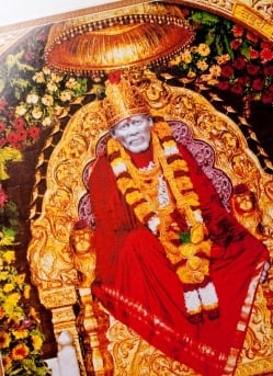 〔約35.5cm×約25.5cm〕インドのヒンドゥー神様ポスター - シルディ・サイ・ババ - サブ2