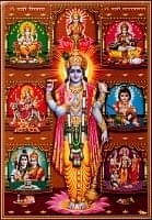 〔約39.2cm×約27.5cm〕インドのヒンドゥー神様ポスター - インドの神様いっぱいの商品写真
