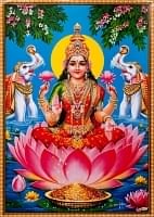 〔約39.2cm×約27.5cm〕インドのヒンドゥー神様ポスター - ラクシュミー 美と富の神様の商品写真