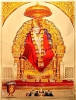 〔約40cm×約30cm〕インドのヒンドゥー神様ゴールドポスター - シルディ・サイ・ババの商品写真