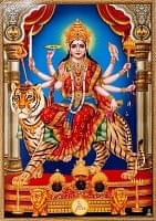 〔約70.5cm×約50cm〕大判インドのヒンドゥー神様ポスター - ドゥルガー 勝利の女神の商品写真