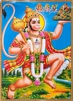 〔約70.5cm×約50.5cm〕大判インドのヒンドゥー神様ポスター - ハヌマーン 猿族の王子様の商品写真