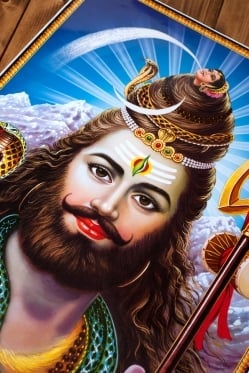 〔約70.5cm×約50cm〕大判インドのヒンドゥー神様ポスター - シヴァ神 - サブ2