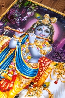 〔約70.5cm×約50.5cm〕大判インドのヒンドゥー神様ポスター - クリシュナ 少年時代 - サブ2