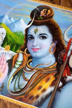 〔約70.5cm×約50.5cm〕大判インドのヒンドゥー神様ポスター - シヴァ神 - サブ2