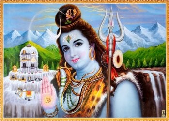 〔約70.5cm×約50.5cm〕大判インドのヒンドゥー神様ポスター - シヴァ神(ID-PSTB-336)