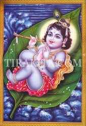 【特大ポスター】葉に乗ったベイビークリシュナ(ID-PSTB-35)