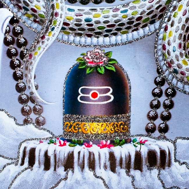 〔約40.5cm×約30.5cm〕輝くラメ入り・インドのヒンドゥー神様ポスター - シヴァ神 3 - 細かい部分までラメが施されています！