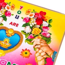 インドの大判ウェルカムポスター 【ハートのランプと花1】 - サブ2