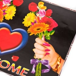 インドの大判ウェルカムポスター 【青と赤ハート】 - サブ2