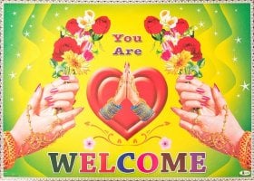 インドの大判ウェルカムポスター 【ナマステハート】