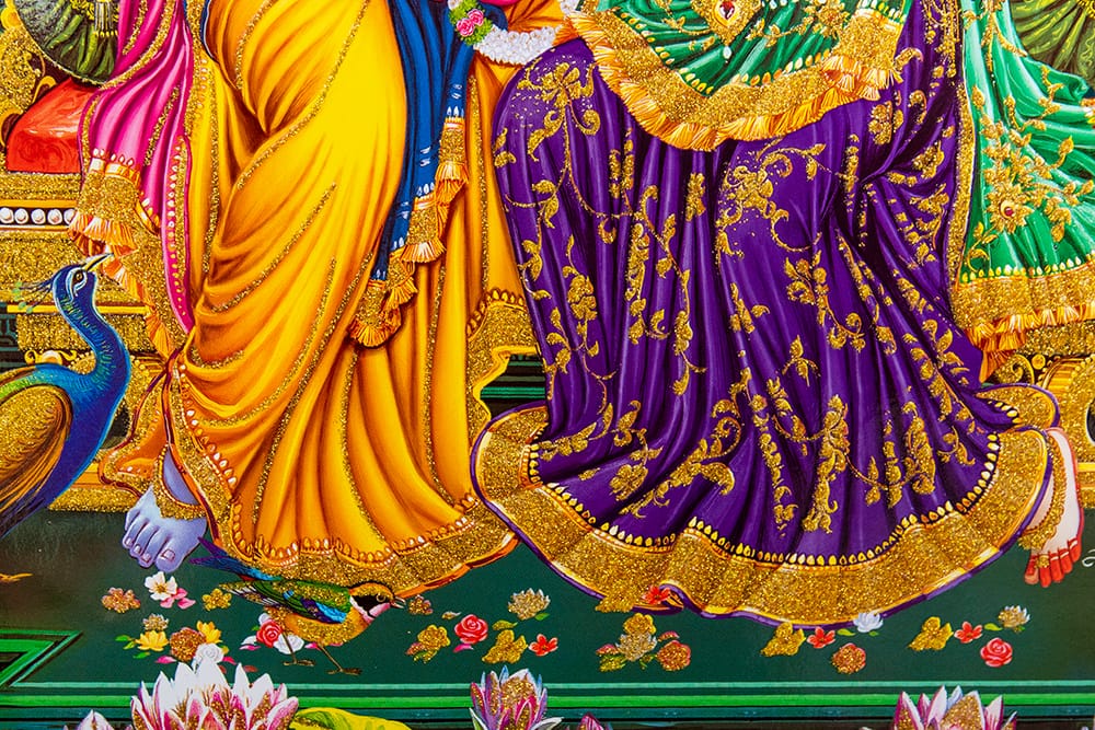 約30cm×約40cm〕輝くラメ入りインドのヒンドゥー神様ポスター ラーダ・クリシュナ の通販