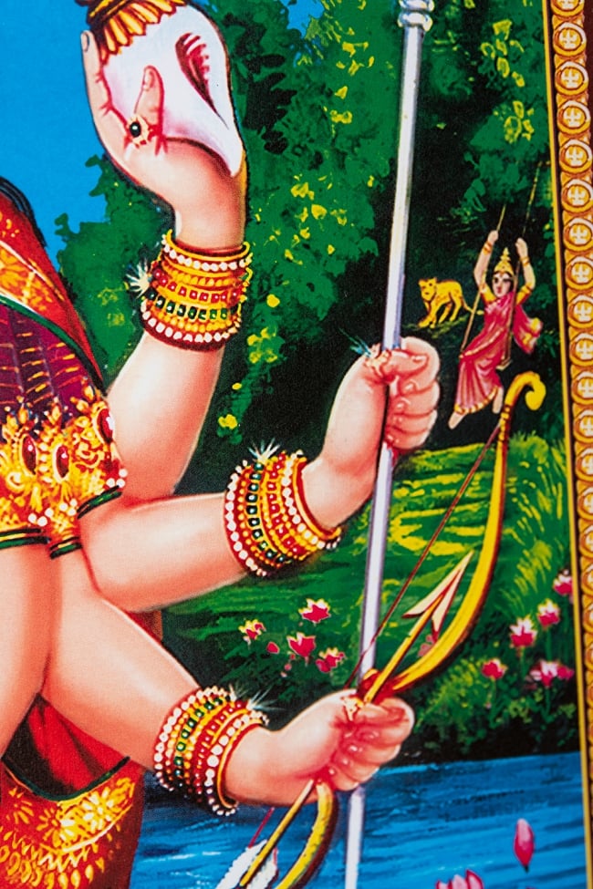 〔約70.5cm×約50cm〕大判インドのヒンドゥー神様ポスター - ドゥルガー 3 - 別の箇所を見てみました。