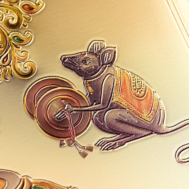 〔約40cm×約30cm〕インドのヒンドゥー神様ゴールドポスター - ガネーシャ 学問と商売の神様 4 - 見ていると引き込まれます。