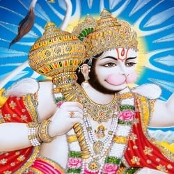 〔約40.5cm×約30.5cm〕輝くラメ入り・インドのヒンドゥー神様ポスター - ハヌマーン 猿族の王子様 - サブ2