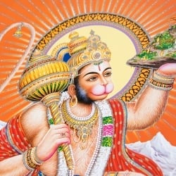 〔約40.5cm×約30.5cm〕輝くラメ入り・インドのヒンドゥー神様ポスター - ハヌマーン 猿族の王子様 - サブ2