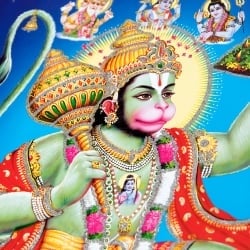 〔約40.5cm×約30.5cm〕輝くラメ入り・インドのヒンドゥー神様ポスター - ハヌマーン 猿族の王子様 - サブ2