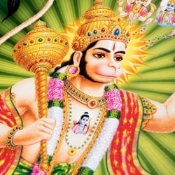 〔約40.5cm×約30.5cm〕輝くラメ入り・インドのヒンドゥー神様ポスター - ハヌマーン 猿族の王子様 - サブ2