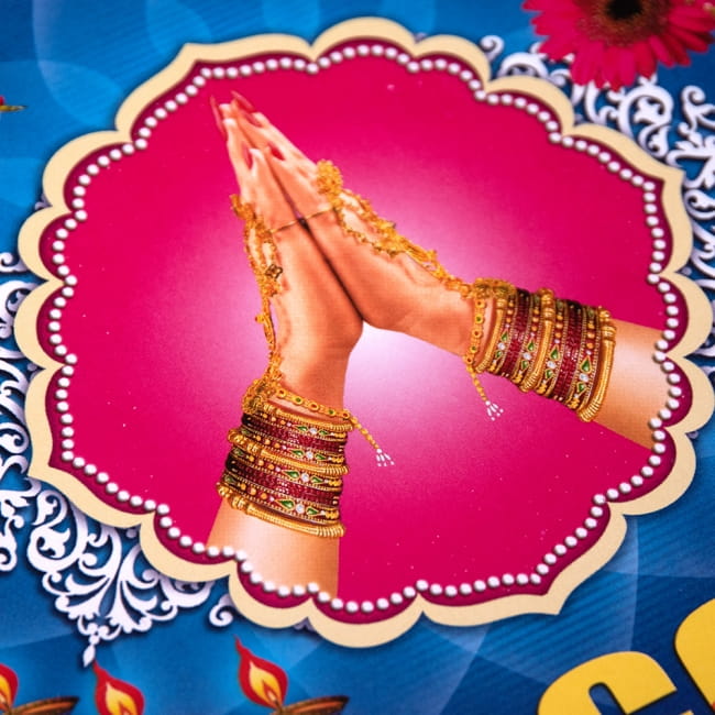 インドのウェルカムポスター 【ナマステ】 2 - 拡大写真です。インドらしい綺麗な彩色が魅力です。