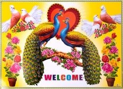 インドのウェルカムポスター 【孔雀】の商品写真
