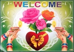 インドのウェルカムポスター 【花と薔薇】の商品写真