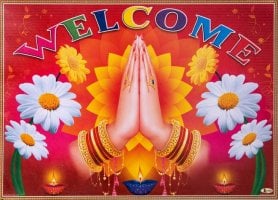 インドのウェルカムポスター 【ナマステをする手】