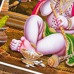 〔約40.5cm×約30.5cm〕輝くラメ入り・インドのヒンドゥー神様ポスター - ラーマーヤナ - サブ3