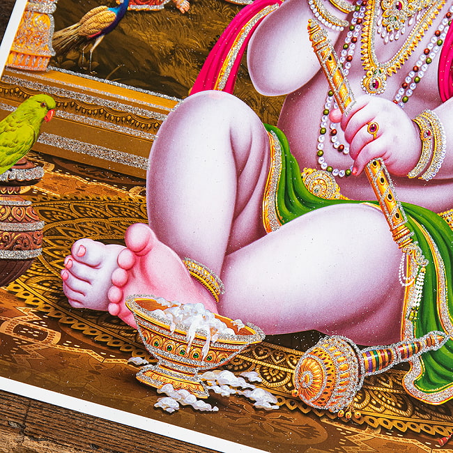 〔約40.5cm×約30.5cm〕輝くラメ入り・インドのヒンドゥー神様ポスター - ラーマーヤナ 3 - 細部を見てみました。雰囲気たっぷりです。