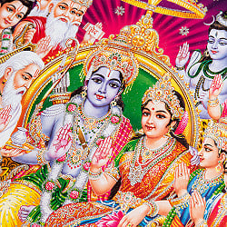 〔約40.5cm×約30.5cm〕輝くラメ入り・インドのヒンドゥー神様ポスター - ラーマーヤナ - サブ2